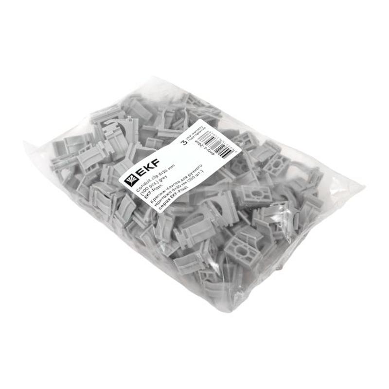 Крепеж-клипса для ручного монтажа d20 мм (100 шт) серая -Plast| derj-z-20sn | EKF — миниатюра 6
