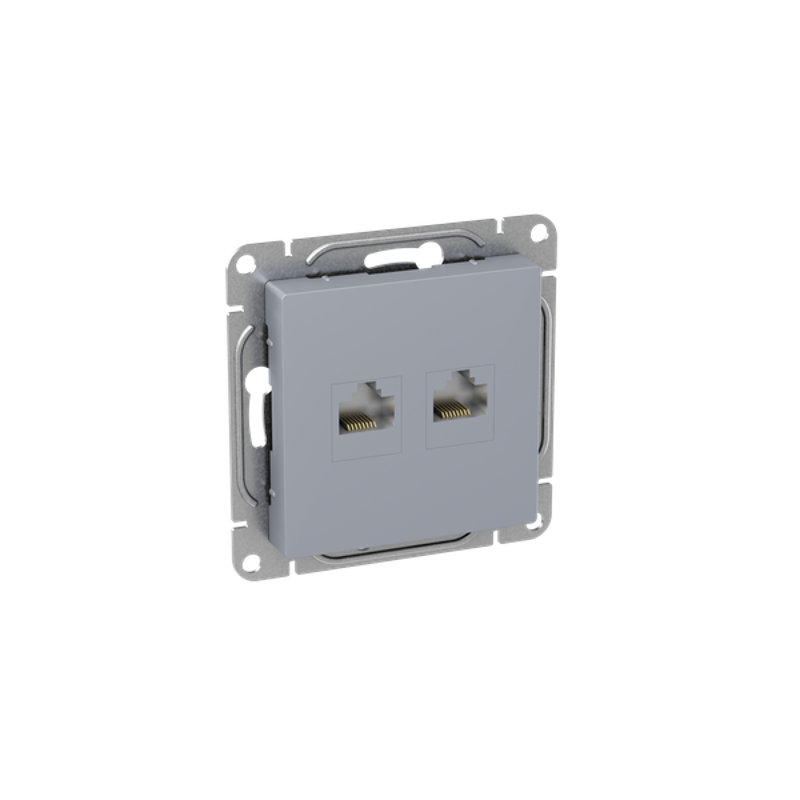 Механизм розетки RJ45 - 2шт, (cat5), алюминий Эпика EKF | UP1-SOA-2RJ45-5 | EKF — миниатюра 2