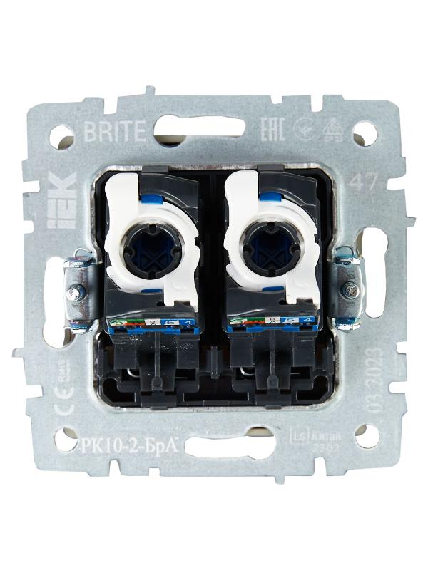 BRITE Розетка компьютерная 2-ая RJ45 кат.5E РК10-2-БрА алюминий | BR-K20-1-K47 | IEK — миниатюра 4