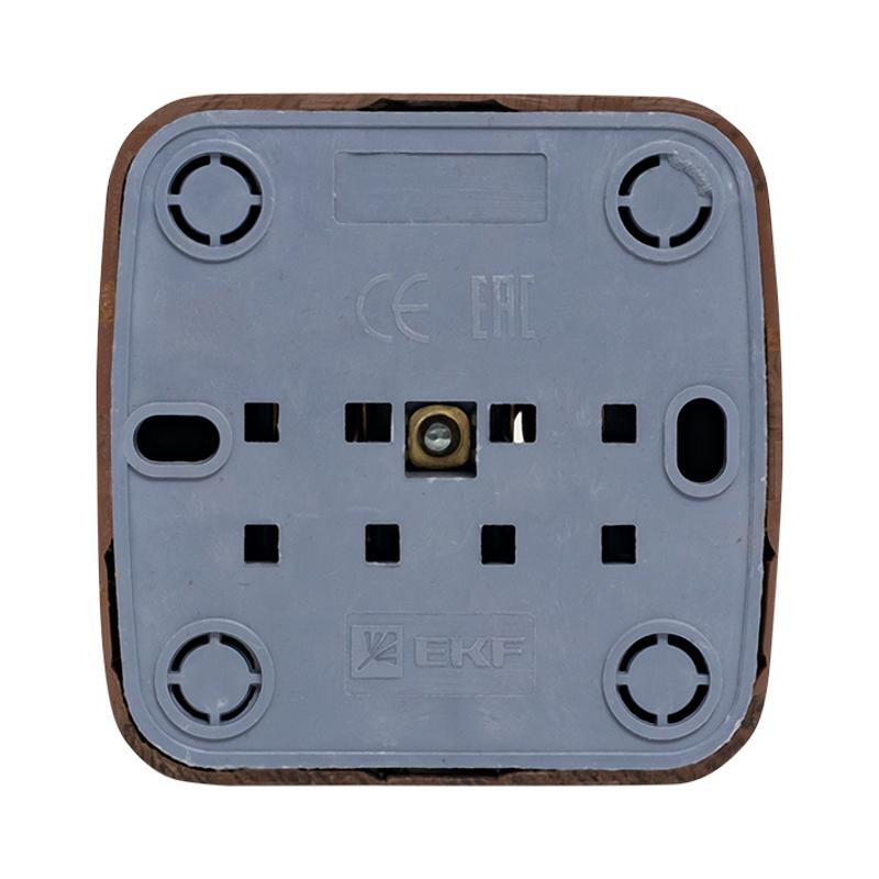 Розетка 1-местная ОП Минск 16А с заземлением тёмное дерево EKF | EGR16-028-40 | EKF — миниатюра 10