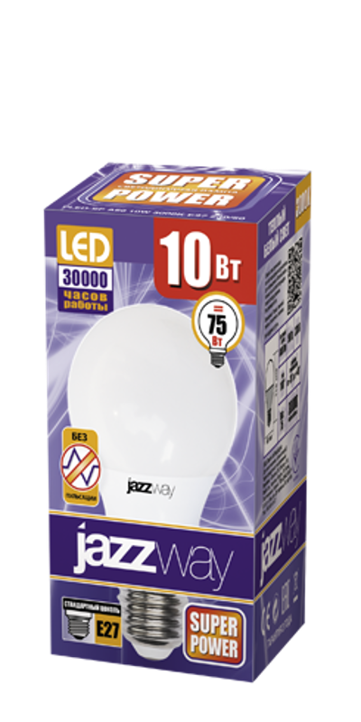 Лампа светодиодная LED 10Вт Е27 220В 3000К PLED- SP A60 груша | 1033697 | Jazzway — миниатюра 2