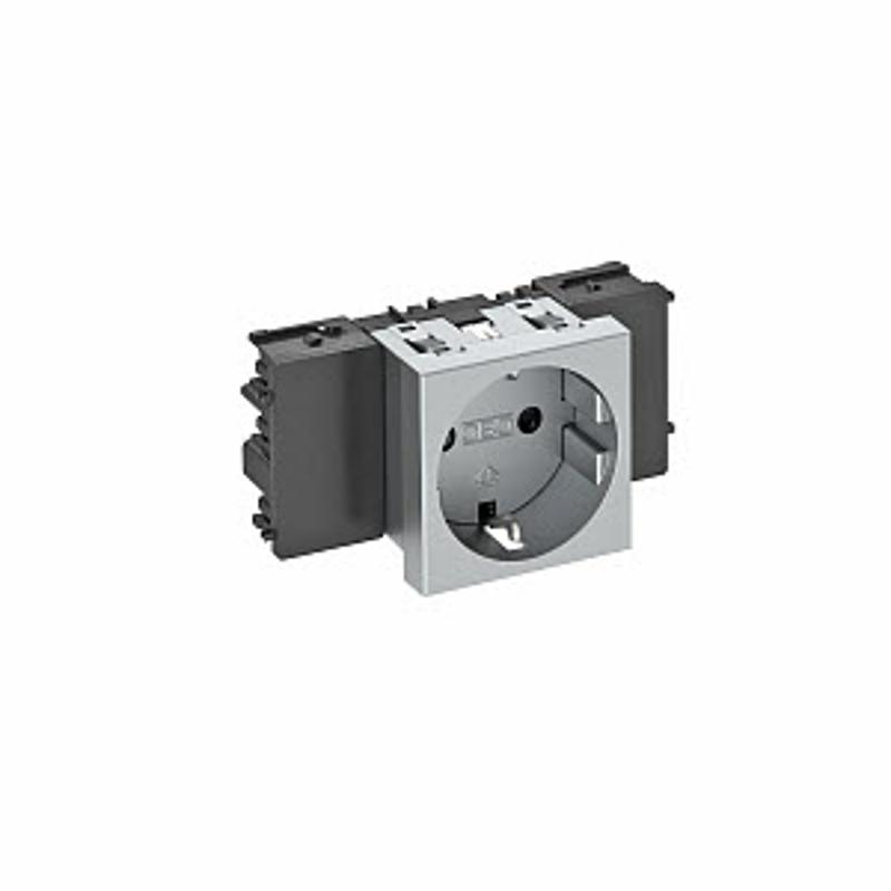 Розетка одинарная 0° Modul45connect с з/к, 250 В, 16A (серебристый) (STD-D0C AL1) | 6120352 | OBO Bettermann — миниатюра 2