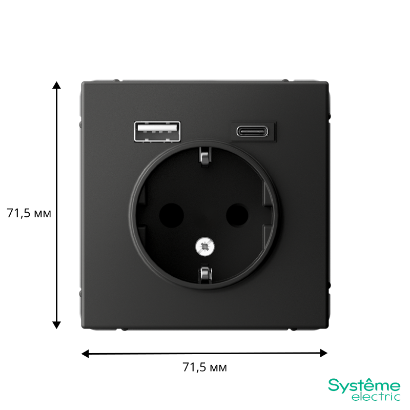 ArtGallery Базальт Розетка 16А с 2 USB A+C, 5В/2,4А/3,0А, 2х5В/1,5А, механизм | GAL001432 | SE — миниатюра 3