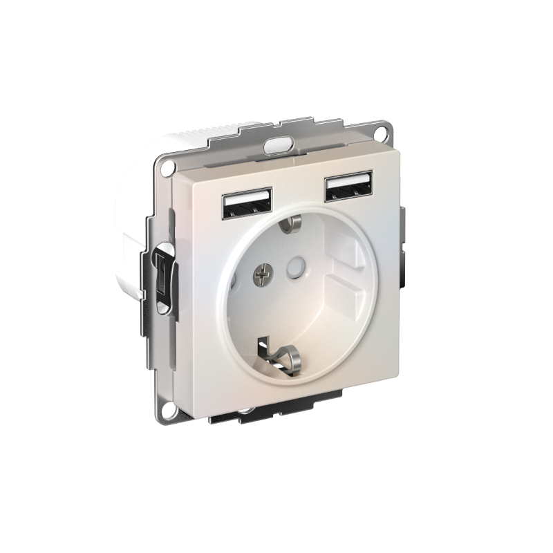 AtlasDesign Жемчуг Розетка 16А c 2 USB A+A, 5В/2,4А, 2х5В/1,2А, механизм | ATN000430 | SE — миниатюра 1