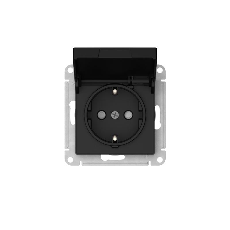 AtlasDesign Карбон Розетка с заземлением со шторками с крышкой,16А,IP20,механизм, быстрозажимные клеммы | ATN001046S | SE — миниатюра 6