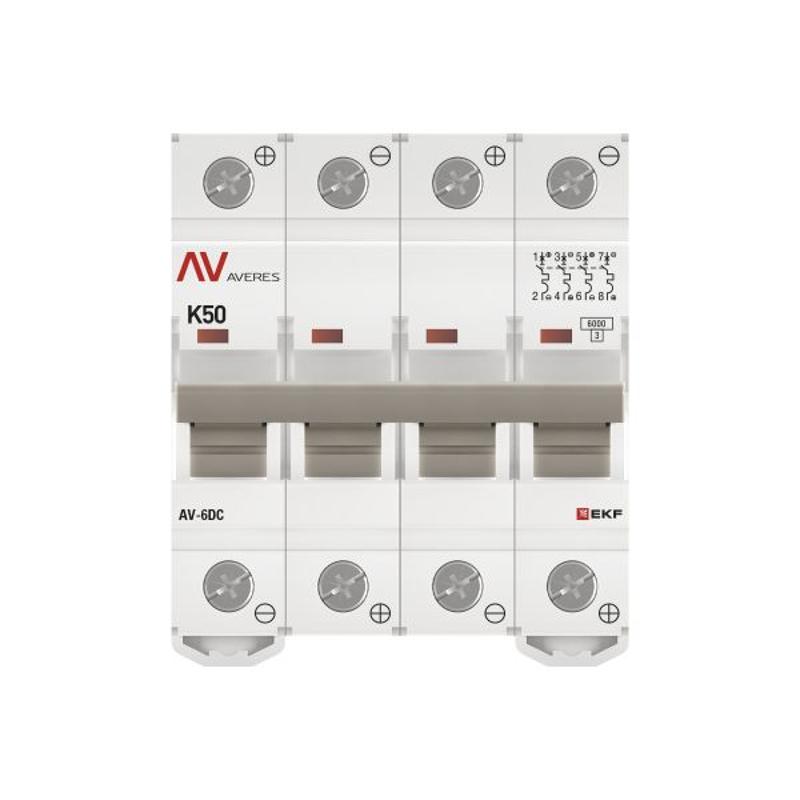 Выключатель автоматический AV-6 DC 4P 50A (K) 6kA AVERES | mcb6-DC-4-50K-av | EKF — миниатюра 4