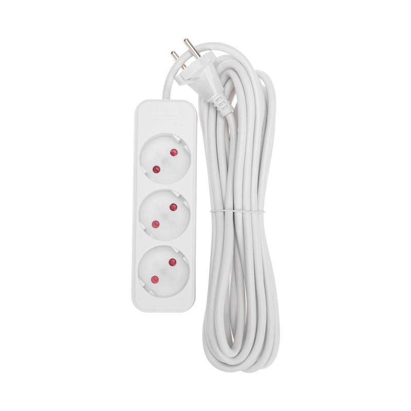 Удлинитель STANDARD 3 гнезда, 5м, 2х1,0мм², б/з, белый | 13-4008 | REXANT — REXANT
