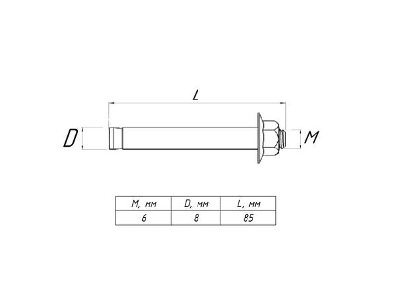 Болт анкерный с гайкой М6/8*85 | abgm8x85 | EKF — миниатюра 5