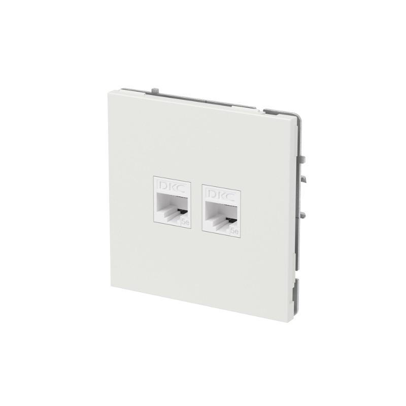 Компьютерная розетка RJ-45 без шторки, кат.5е двойная, KANT, белый песок | 7010664 | DKC — миниатюра 2