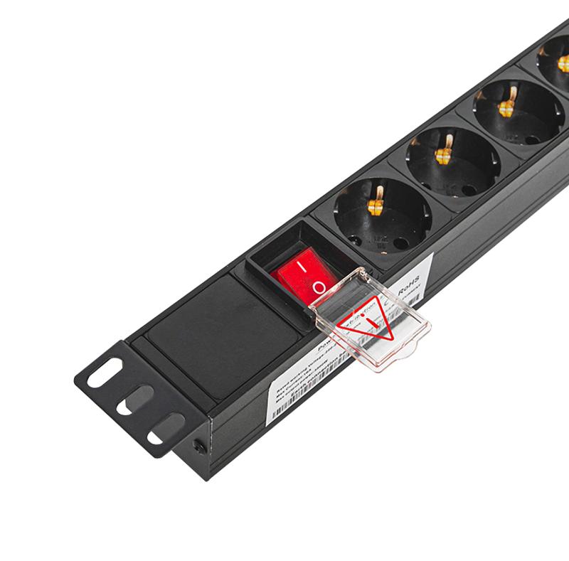 Блок розеток PDU TERACOM PRO 19" 1U 10А/250В 8 розеток Schuko с выключателем разъем C14 | TRP-HPD-LS-10A-8SH-C14 | EKF — миниатюра 5