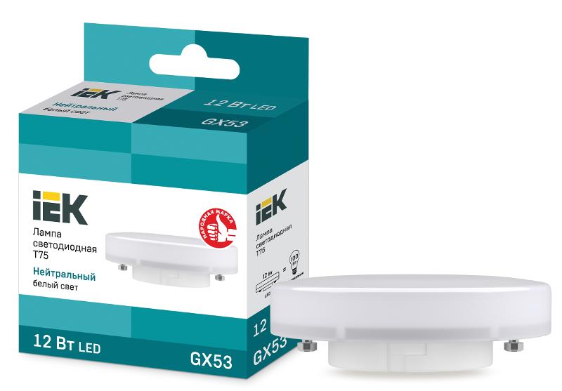 Лампа светодиодная LED 12Вт GX53 230В 4000К ECO Т75 таблетка | LLE-T80-12-230-40-GX53 | IEK — IEK (ИЭК)