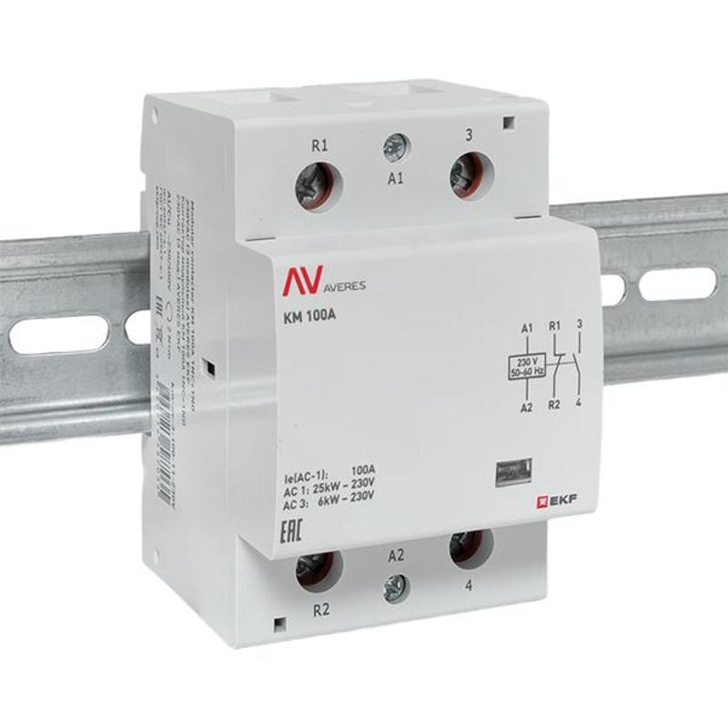 Контактор модульный КМ 100А 1NC+1NO 230VAC (3 мод.) AVERES | km-av-3-100-11-230V | EKF — миниатюра 2