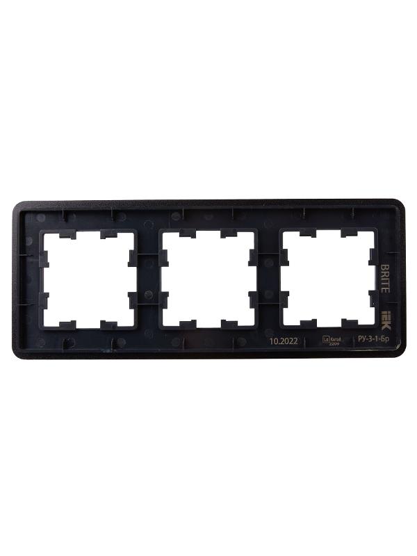 BRITE Рамка 3-ая РУ-3-1-Бр металл черный RE | BR-M32-M-01-K02 | IEK — миниатюра 3