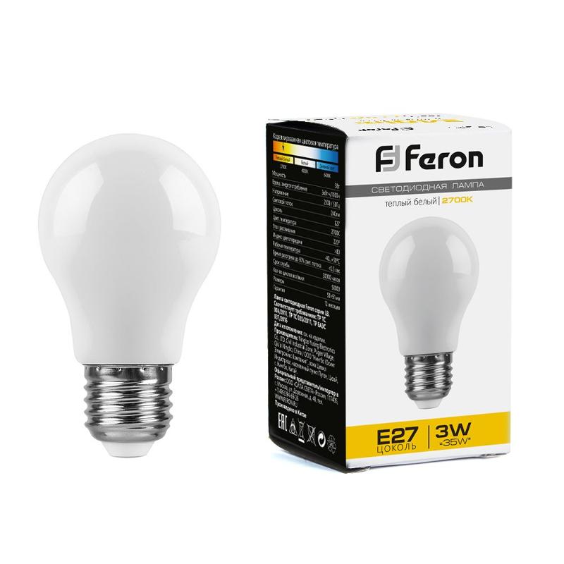 Лампа светодиодная, (3W) 230V E27 2700K A50, LB-375 | 38266 | FERON — Feron