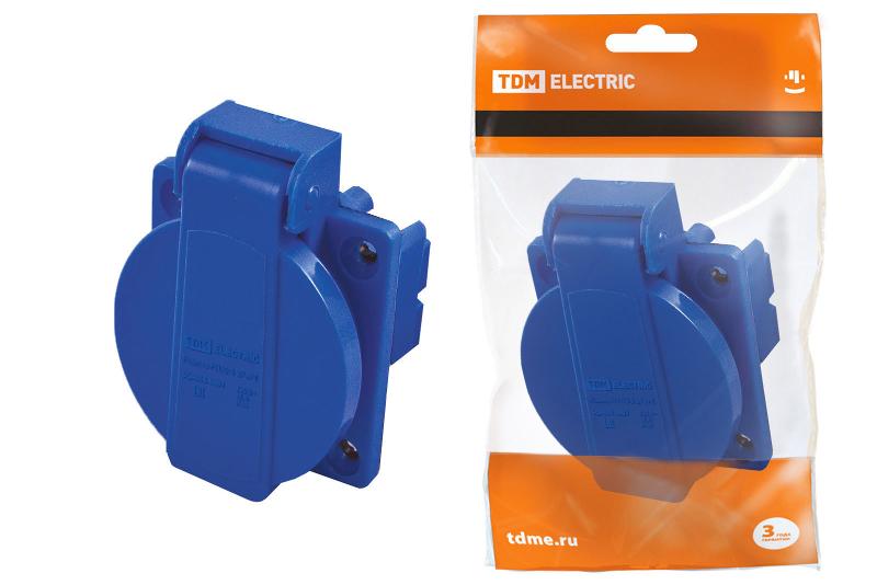 Розетка панельная РП10-3 скрытая с крышкой IP44 16А 2Р+РЕ 220В  | SQ0606-0001 | TDM — фото 1 | Sento