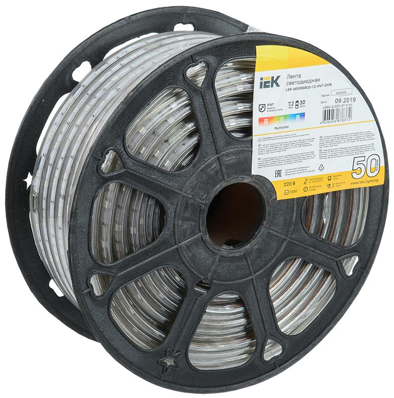 Лента светодиодная 50м LSR-5050RGB30-7,2-IP67-220В | LSR4-3-030-67-0-50 | IEK — фото 1 | Sento