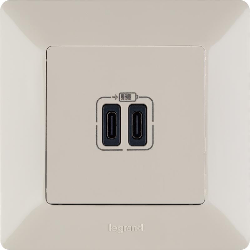 Valena LIFE Сл. кость Зарядное устройство с 2-мя USB-разьемами тип С-тип С 240В/5В 3000мА С лицевой панелью — миниатюра 3