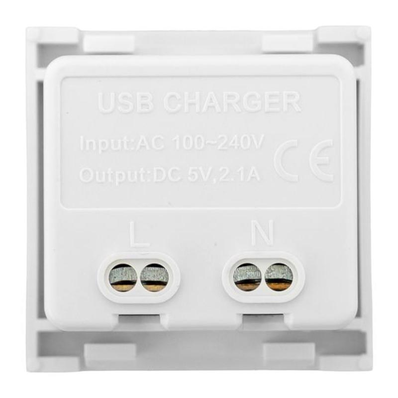 Розетка USB A+C, 2.1А, 2 гнезда, без индикатора, белая 45*45мм | E2MR2-21USB-10-AC | EKF — миниатюра 18