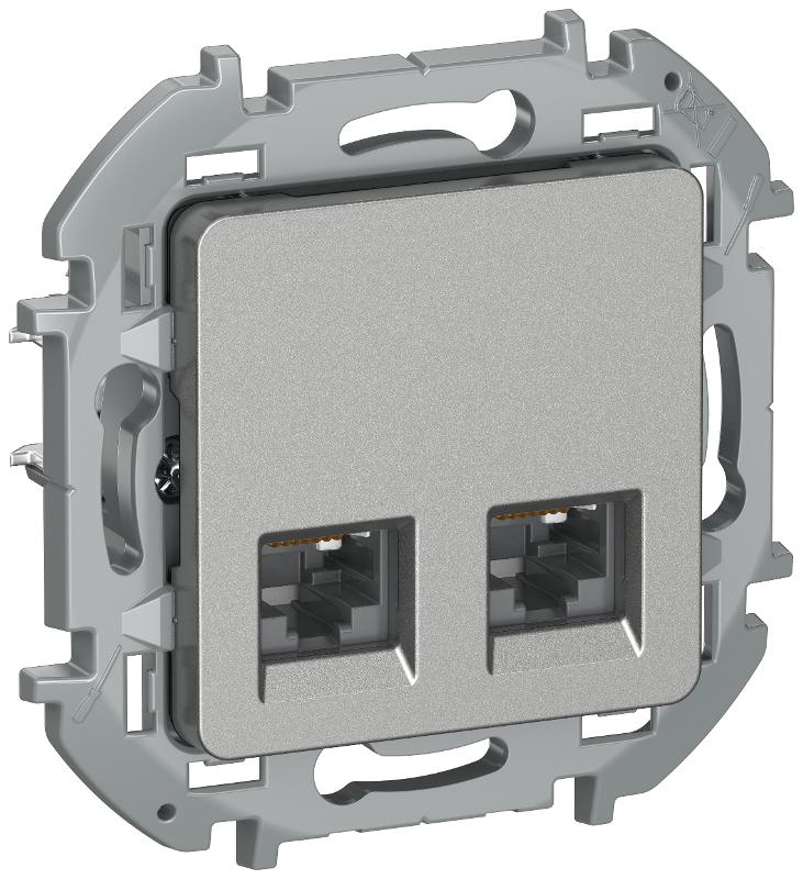 Inspiria Алюминий Розетка компьютерная 2-ая RJ45 кат.6 UTP  | 6738421 | IEK — IEK (ИЭК)