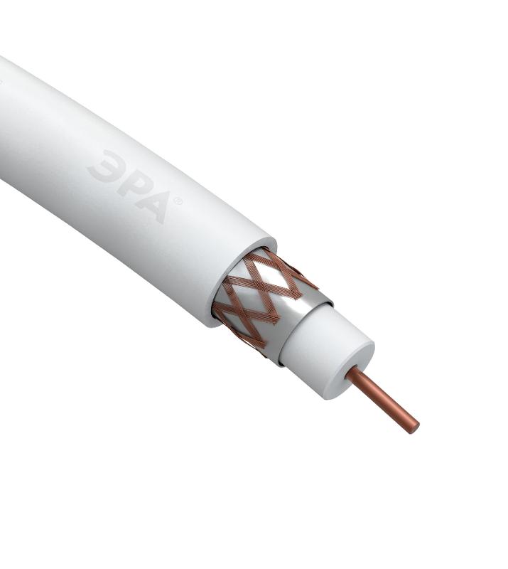 ЭРА Кабель коаксиальный RG-6U, 75 Ом, Cu/(оплётка Cu 64%), PVC, цвет белый, бухта 100 м | Б0044603 | ЭРА — миниатюра 2