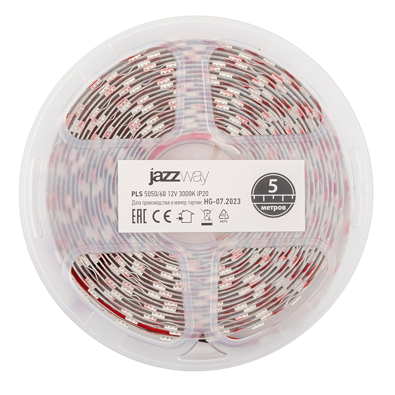 Лента светодиодная LED STN 5050/60 14,4Вт 12В 3500К IP20 5м | 1000989 | Jazzway — миниатюра 5