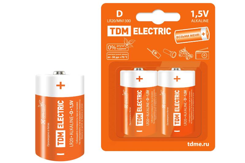 Элемент питания LR20 D Alkaline 1,5V BP-2  | SQ1702-0012 | TDM — TDM ELECTRIC
