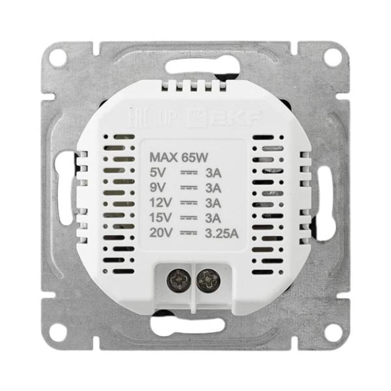 Механизм розетки USB-С, быстрая, чёрная Эпика EKF | UP1-SOB-USBCF | EKF — миниатюра 7