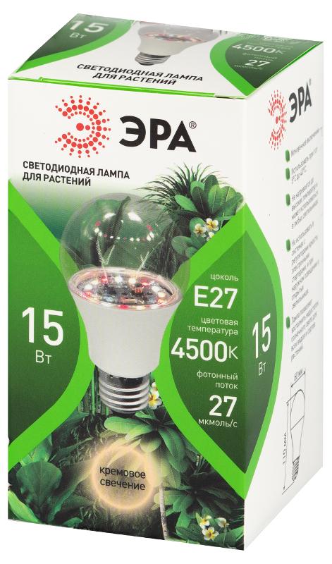 Фитолампа для растений светодиодная  GREEN LINE ФИТО А60-15W-PFR-E27-GR полного спектра 15 Вт Е27 | Б0064527 | ЭРА — миниатюра 2
