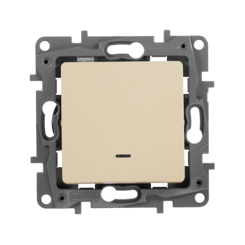 Etika Слоновая кость Переключатель с подсветкой, 10А, автозажимные клеммы — миниатюра 2