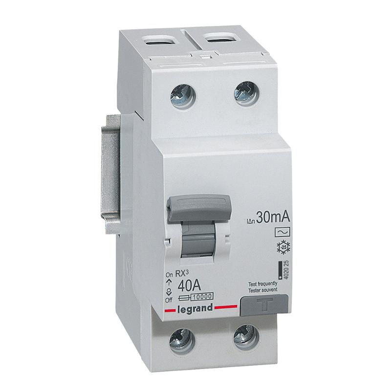 Выключатель дифференциальный (УЗО) RX3 2п 40А 30мА тип AC | 402025 | Legrand — Legrand
