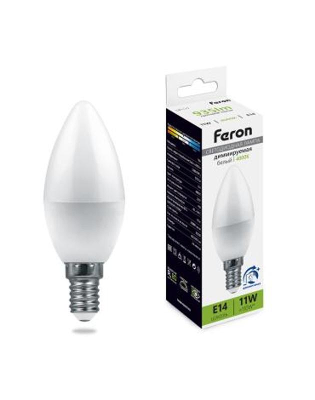 Лампа светодиодная диммируемая, (11W) 230V E14 4000K С37, LB-771 | 51056 | FERON — фото 1 | Sento
