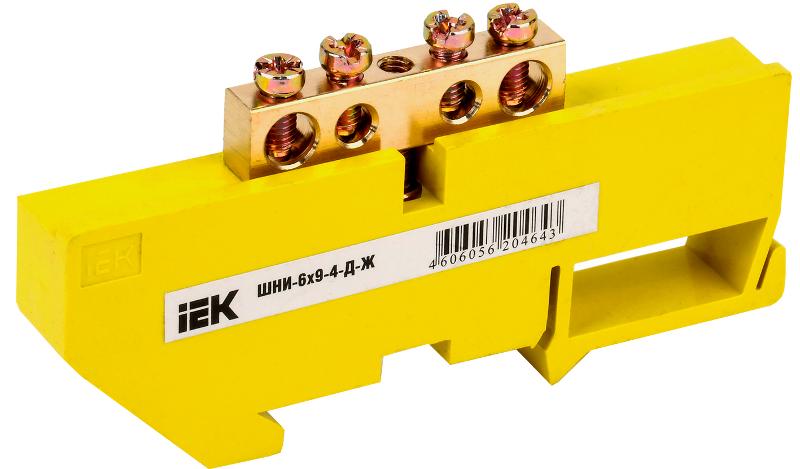Шина PE "земля" на DIN-изоляторе ШНИ-6х9-4-Д-Ж | YNN10-69-4D-K05 | IEK — IEK (ИЭК)
