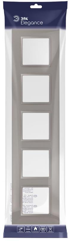 Рамка для розеток и выключателей Elegance 14-5015-16 на 5 постов, Classic, титан | Б0065831 | ЭРА — миниатюра 2