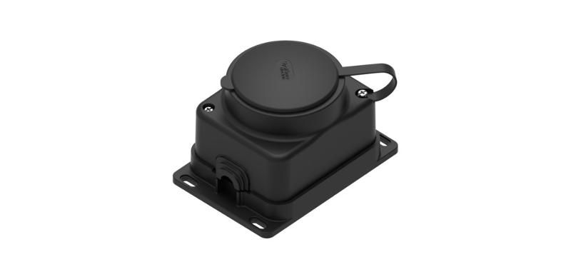 Колодка 1 гнездо 2К+З открытой установки каучуковая 16А/250В IP44 Чёрная MultiSet | MST4003BK | SE — Systeme Electric