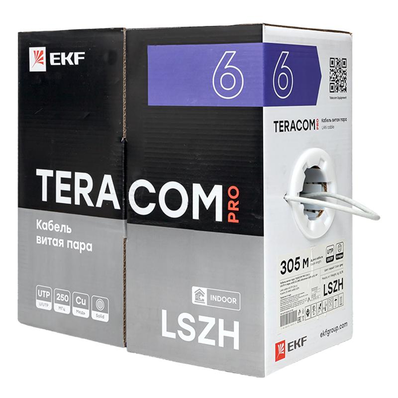 Кабель витая пара TERACOM PRO Cat.6 U/UTP 4 пары solid 23AWG нг(А)-HF серый упак. 305м | TRP-6UTP-04LSH-GY-IN3 | EKF — миниатюра 5