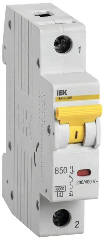 Выключатель автоматический однополюсный ВА47-60M 1Р 50А 6кА B KARAT | MVA31-1-050-B | IEK — IEK (ИЭК)