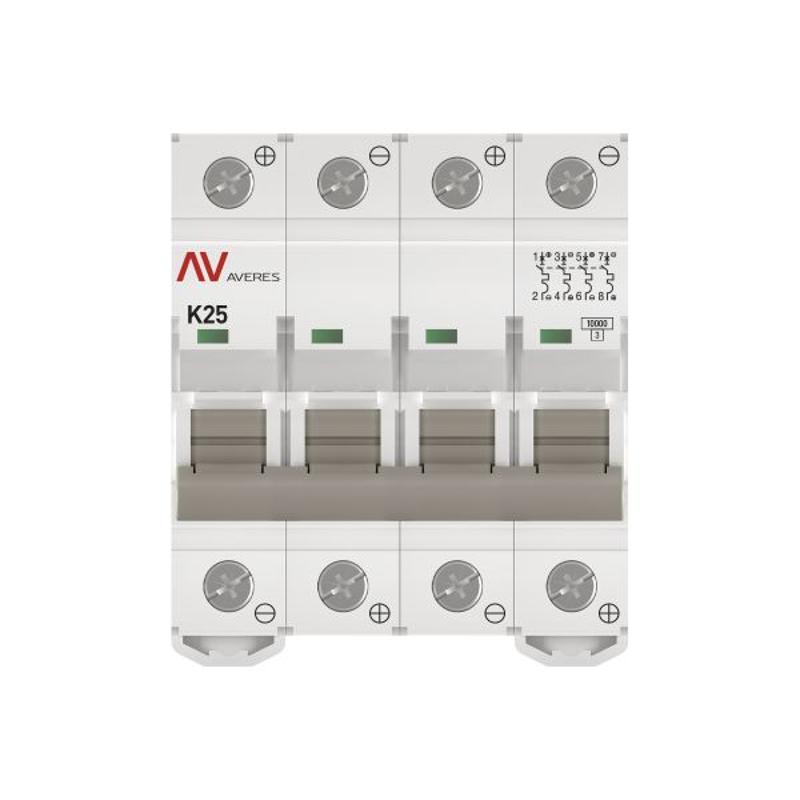 Выключатель автоматический AV-10 DC 4P 25A (K) 10kA AVERES | mcb10-DC-4-25K-av | EKF — миниатюра 3