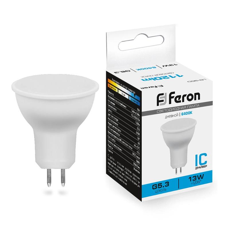 Лампа светодиодная, (13W) 230V G5.3 6400K MR16, LB-960 | 38190 | FERON — Feron