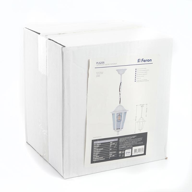 Светильник садово-парковый 6205 100W 230V E27 195*195*310мм белый | 11071 | FERON — миниатюра 6