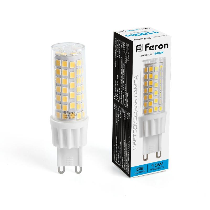 Лампа светодиодная, (13W) 230V G9 6400K JCD, LB-436 | 38154 | FERON — Feron