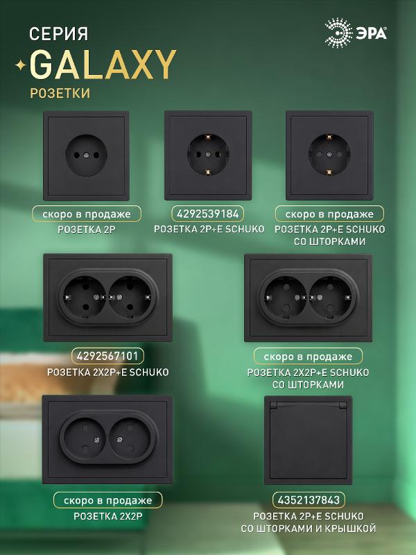 Розетка Galaxy 15-2104-05 с заземлением двойная 2X2P+E Schuko 16А-250В IP20 антрацит | Б0070685 | ЭРА — миниатюра 4