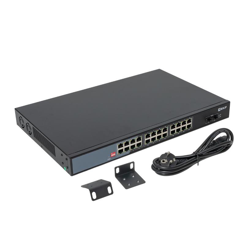 Промышленный неуправляемый коммутатор U-2GX/SFP-24GTP-R, 2 порта 1000Base-X SFP, 24 порта 10/100/1000Base-T(X) RJ45 c PoE, монтаж в 19" стойку TSX |TS — миниатюра 3