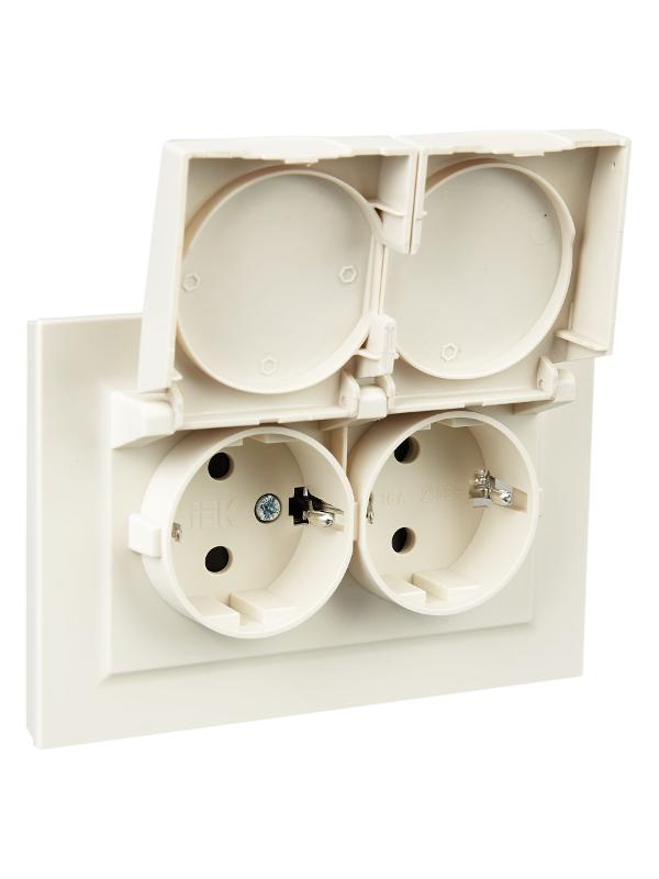 BRITE Розетка 2-ая с крышкой 16А в сб IP44 РСбш12-3-44-БрКр бежевый | BR-R26-16-44-K10-F | IEK — миниатюра 6