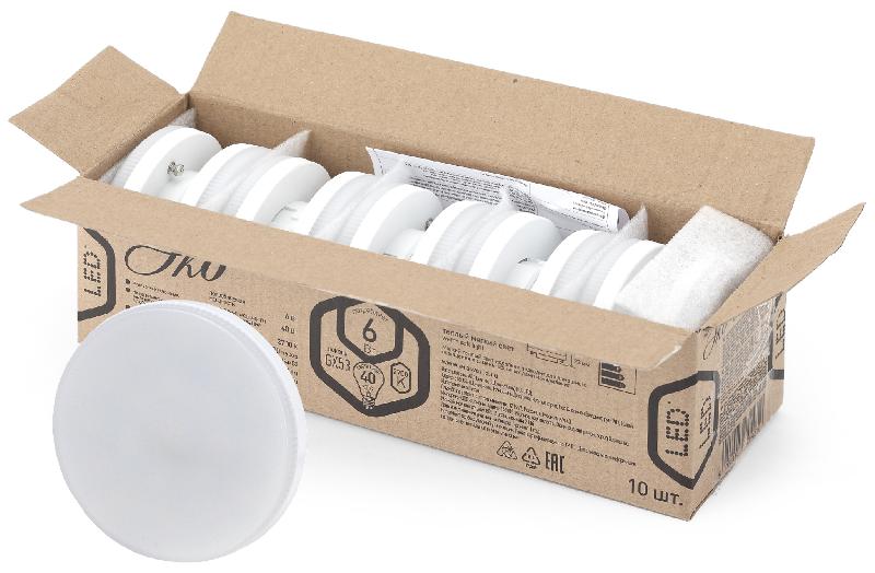 Лампа светодиодная RED LINE ECO LED GX-6W-827-GX53 (10-PACK) GX53 6Вт таблетка теплый белый свет | Б0036545 | ЭРА — миниатюра 2