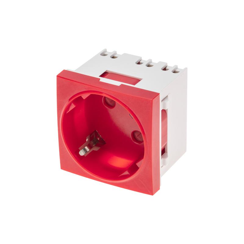 Розетка электрическая 45x45, CEE 7/4, 2K+3, 16A, красная | 11-8978 | REXANT — REXANT