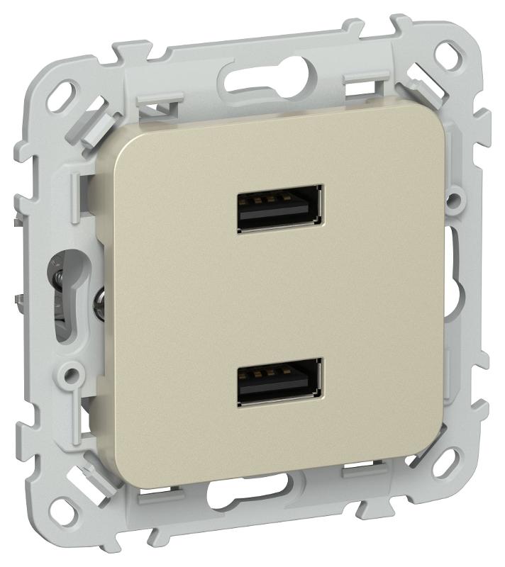 FLITE Розетка USB A+A 2,1А РЮ-2-ФлШ шампань | FI-U21-D31-K37 | IEK — фото 1 | Sento