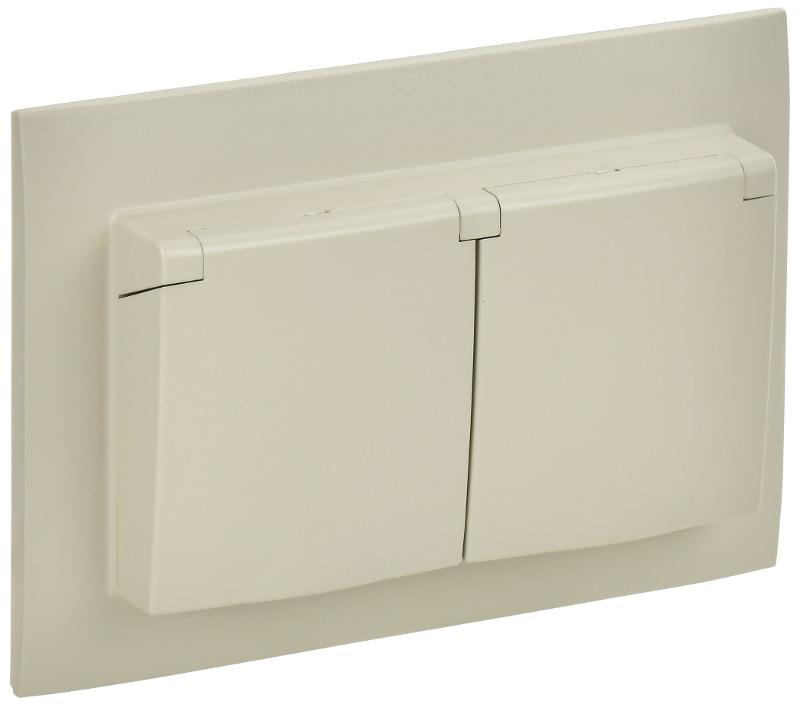SKANDY Розетка 2-местная с кр. 16А в сб IP44 SK-R12B бежевый | SK-R26-16-44-K10-F | IEK — IEK (ИЭК)