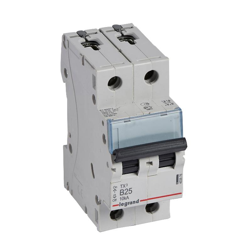 Выключатель автоматический двухполюсный TX3 6000 25А B 10кА | 403876 | Legrand — Legrand