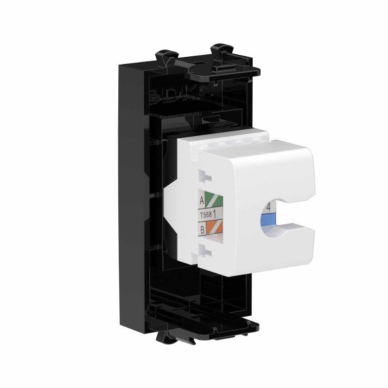 Компьютерная розетка RJ-45 без шторки модульная, кат.6, "Avanti", "Черный квадрат", 1 модуль | 4402691 | DKC — миниатюра 3