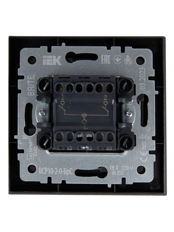 BRITE Выключатель 2-клавишный 10А в сборе ВСР10-2-0-БрС сталь | BR-V20-0-10-K46-F | IEK — миниатюра 5